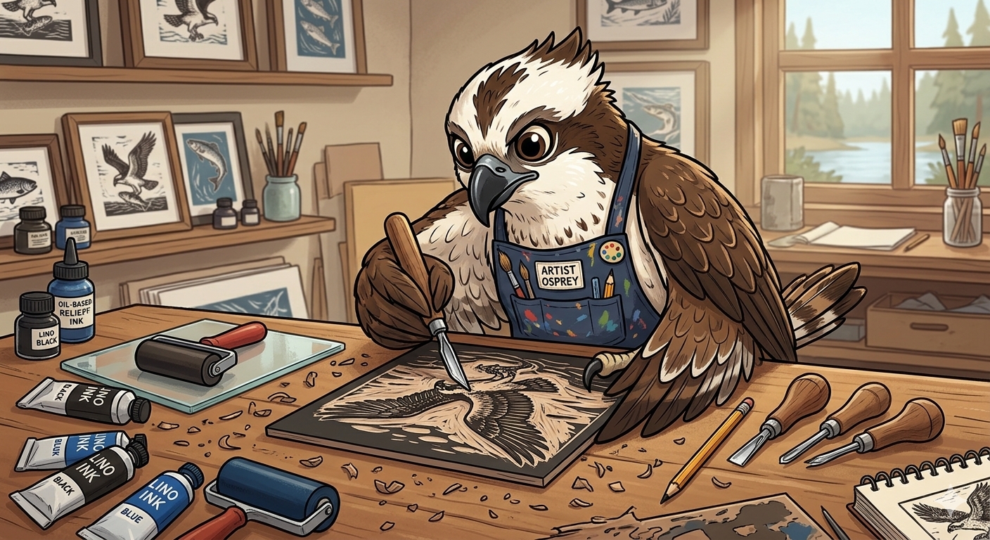 Osprey Lino printing